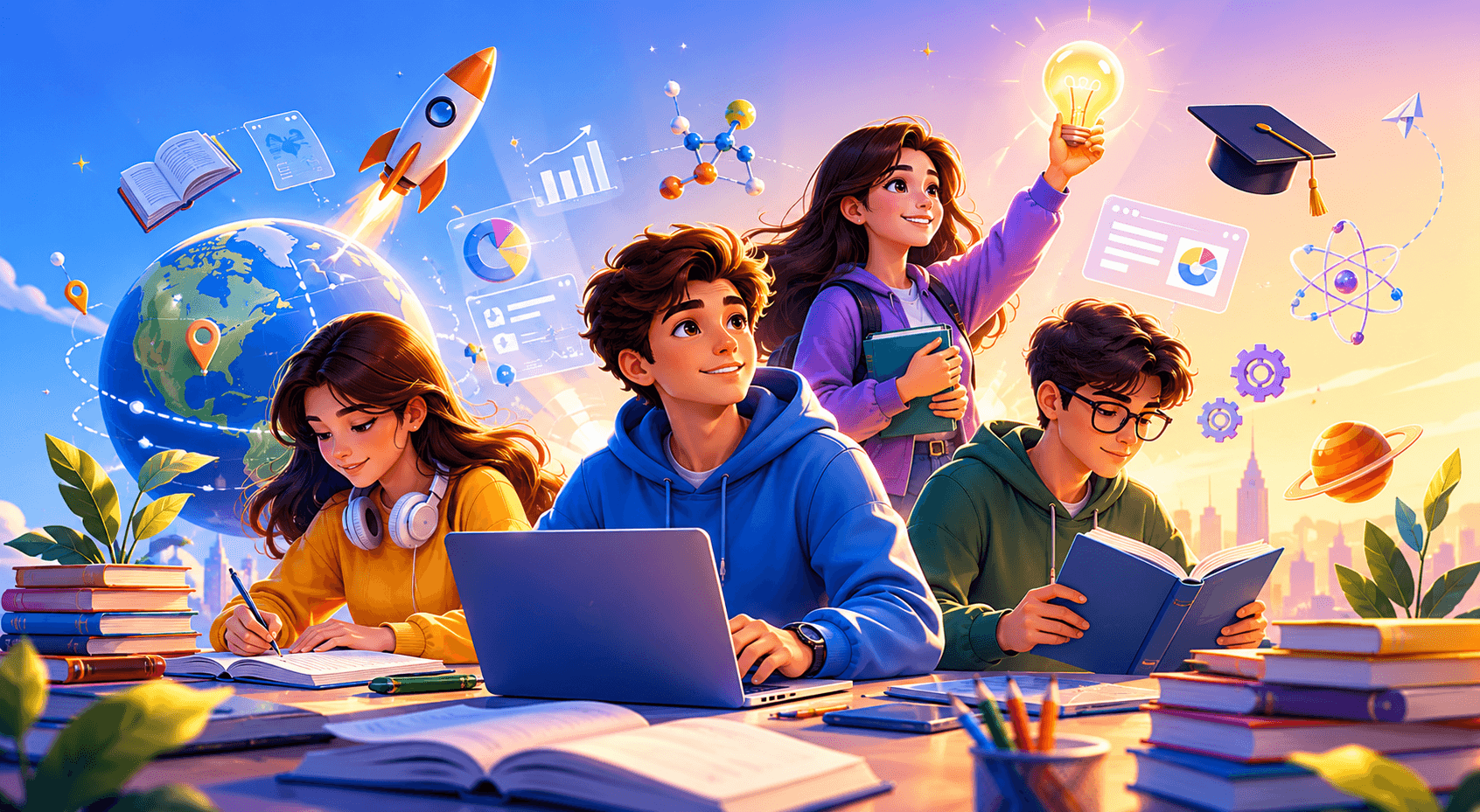 Children learning with ScolarAI